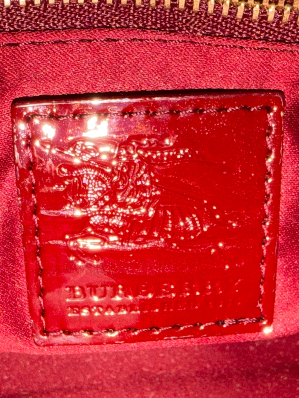 Burberry Vintage Red Quilted Patent Leather Manor Bag EUC - Picture 14 of 16